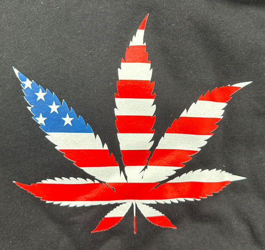 Hoodie - America Flag Weed Plant