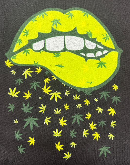 Hoodie - Lips Raining Weed Plant